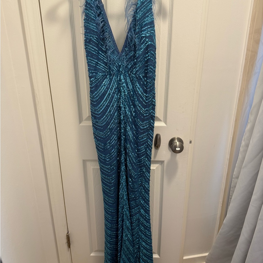 Elegant Blue Sequin Gown
